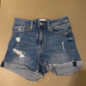 High Waisted Ripped Jean Shorts